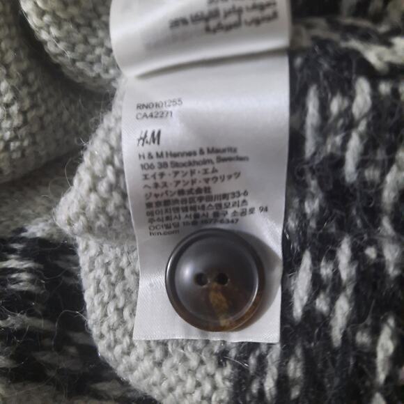 H&M Fair Isle Womens Button Front Wool Alpaca Blend Cardigan Sweater Size M - Picture 5 of 6